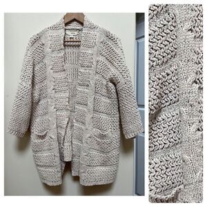 The Korner Open Knit Open Front Pockets Oversized Soft Longline Cardigan Size XS